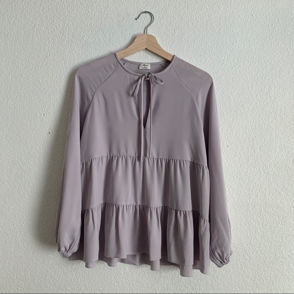 Wilfred Aritzia Odette Blouse Lavender Tie Neck